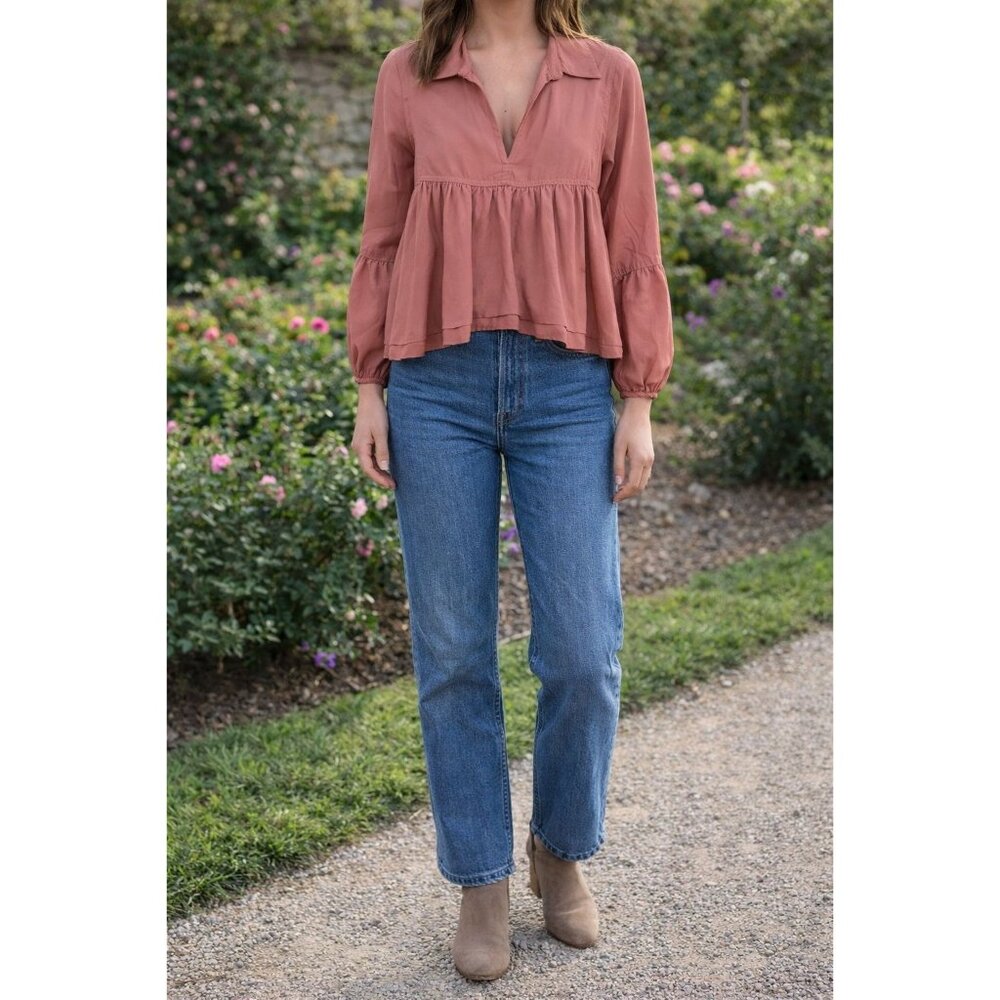 &merci Babydoll Blouse S Dusty Rose Peasant Cottagecore Boho Romantic Style